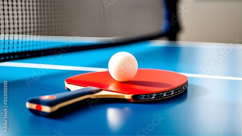 Dynamic Close-Up of a Table Tennis Paddle and Ball Ready for Action