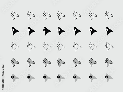 Cursor Icon Set – Minimal Pointer and Click Symbol Vector Design