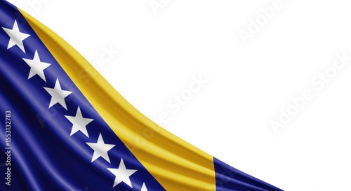 Rippling bosnian flag in a corner isolated on transparent background, png