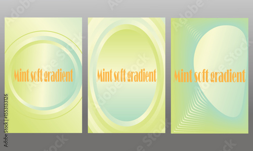 Collection Of Minimal Poster Design with Mint Sky Gradient – Soft Pastel Abstract Background.