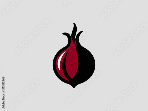 Elegant onion silhouette vector logo with botanical line art for gourmet food brands