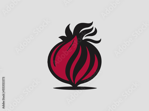 Elegant onion silhouette vector logo with botanical line art for gourmet food brands