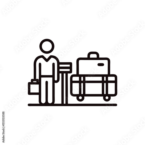 Man with briefcase in car, a business travel vector illustration