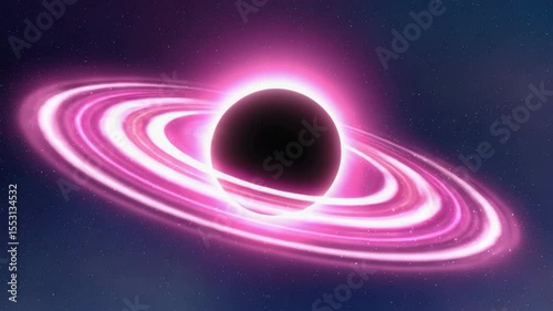 Exploring a mesmerizing pink ringed planet amidst a cosmic backdrop