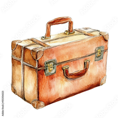 watercolor of Suitcase, vector, isolated on a white background.