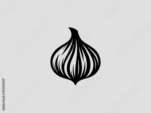 Geometric abstract garlic vector logo with symmetrical layered clove patterns