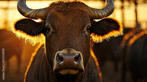 buffalo in livestock on nature background