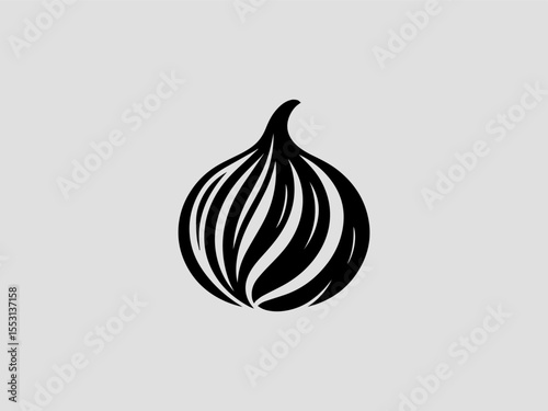 Geometric abstract garlic vector logo with symmetrical layered clove patterns