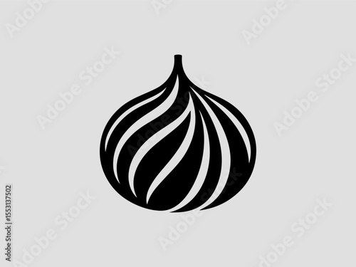 Geometric abstract garlic vector logo with symmetrical layered clove patterns
