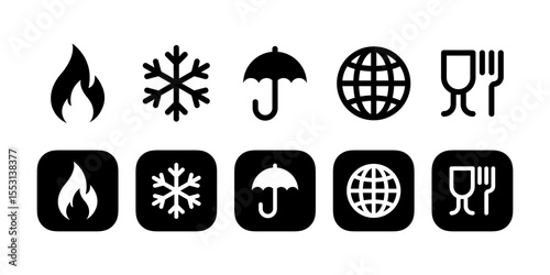 Packaging instructions icons. Handling symbols