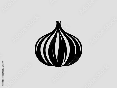 Elegant garlic silhouette vector logo with botanical line art for gourmet products