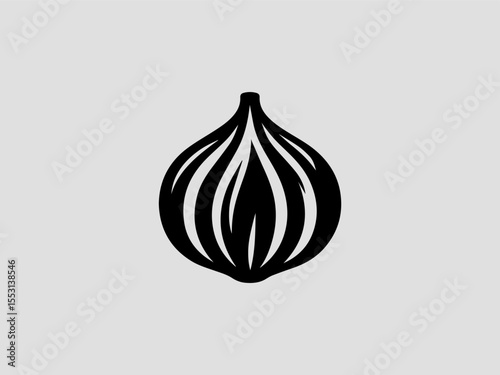 Elegant garlic silhouette vector logo with botanical line art for gourmet products