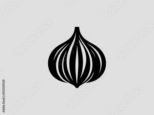 Minimalist black silhouette garlic bulb vector logo for organic farm or health food brands