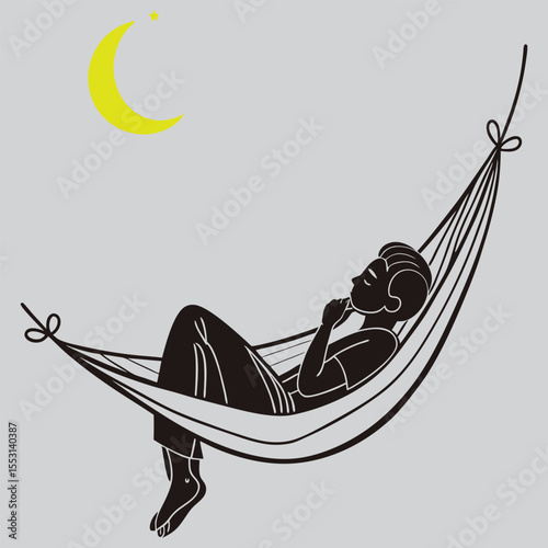 Dreaming Between Moons silhouette vector design art and illustration