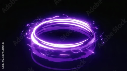 Exploring a mesmerizing purple energy ring exhibiting dynamic movement in an abstract environment