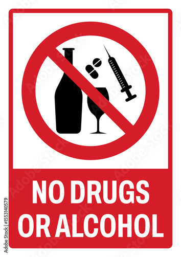 prohibition safety signs v2 uppercase text_no drugs or alcohol landscape size 1/2 a4,a3,a2,a1	
