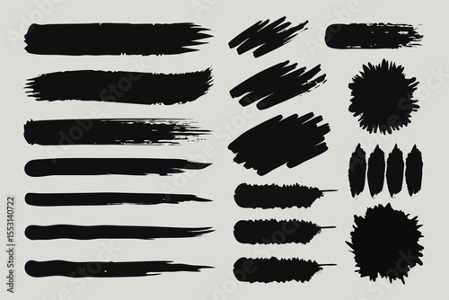 Strokes and spots created by hand with varied shapes are presented here