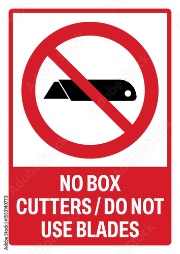 prohibition safety signs v2 uppercase text_no box cutter-do not use blades landscape size 1/2 a4,a3,a2,a1	
