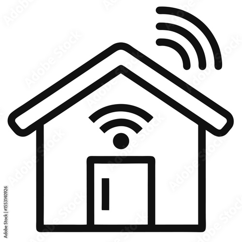 Smart Home outline icon on white background