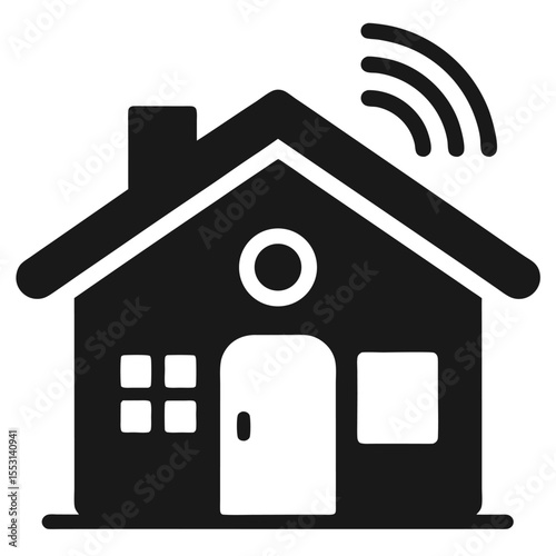 Smart Home silhouette icon on white background