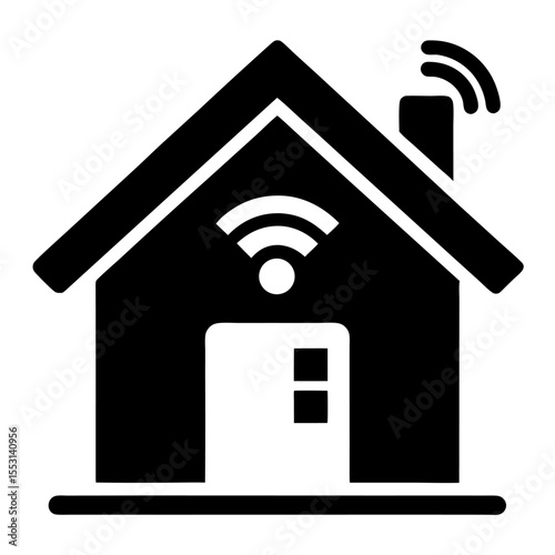 Smart Home silhouette icon on white background