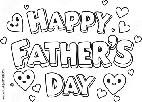  Happy Father’s Day Typography Bundle – Minimalist Black and White Designs with Hearts, Mustaches, and Decorative Fonts Adobe Illustrator Artwork