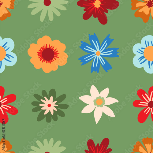 Vivid colorful flower collection, summer blossom flower head set. Organic petal floral design