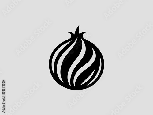 Geometric abstract onion vector logo design with symmetrical layered patterns 