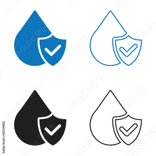 Waterproof icon set. Waterproof solid and line icon set. vector collection. vector illustration. eps file.