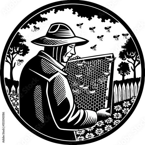 Beekeeper Hive Icon - Honey Farm Design