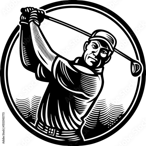 Male Golfer Swing Icon - Golf Sport Design