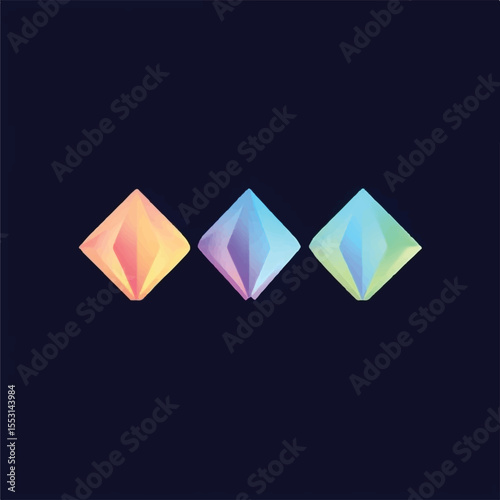 Vibrant Geometric Diamond Shapes on Dark Gradient Background – Abstract Modern Art