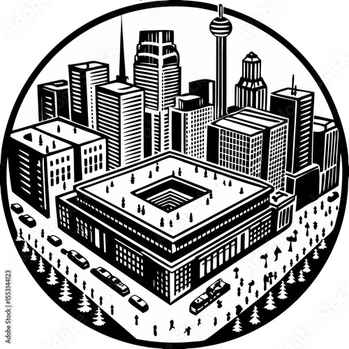 Toronto Skyline Icon - Urban Cityscape Design