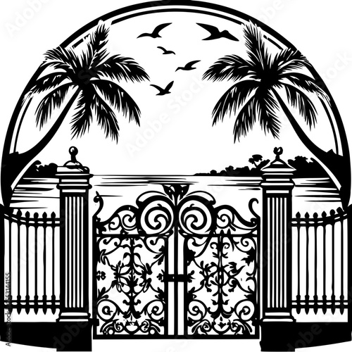 Tropical Gate Icon - Exotic Entrance Design