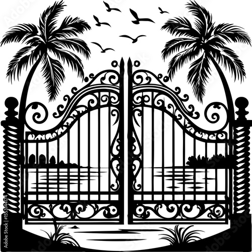 Tropical Gate Icon - Exotic Entrance Design