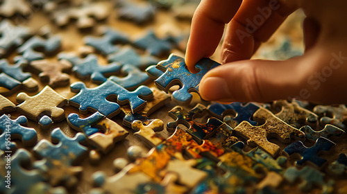 A puzzle with the last piece being placed to make it complete (1)