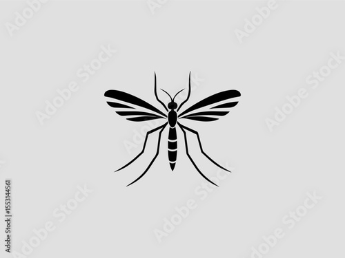 Detailed black silhouette mosquito vector logo for entomology or biology education