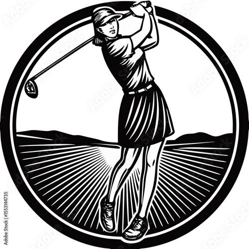Golf Swing Icon - Female Athlete Design