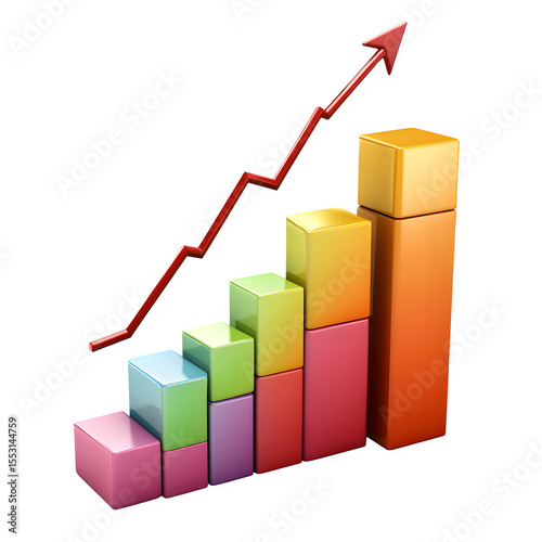 Colorful 3D bar graph with tren high quality commercial stock photo clean simple design detail background image clear visual high quality commercial stock photo clean simple design detail background i