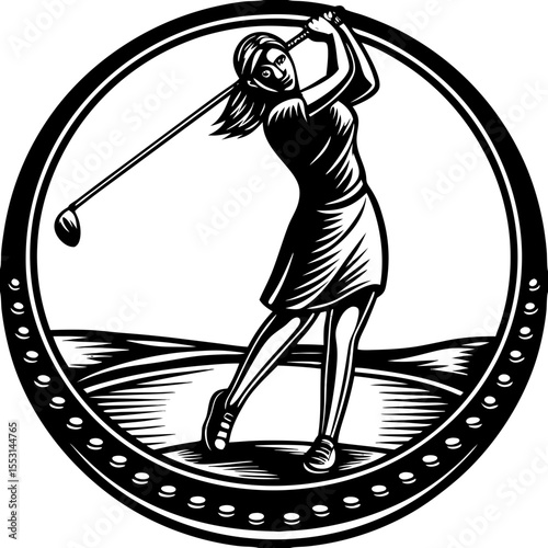 Golf Swing Icon - Female Athlete Design