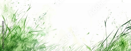 A lush green grass border adds a fresh and natural element to the white backdrop, enhancing visual appeal for designs and presentations