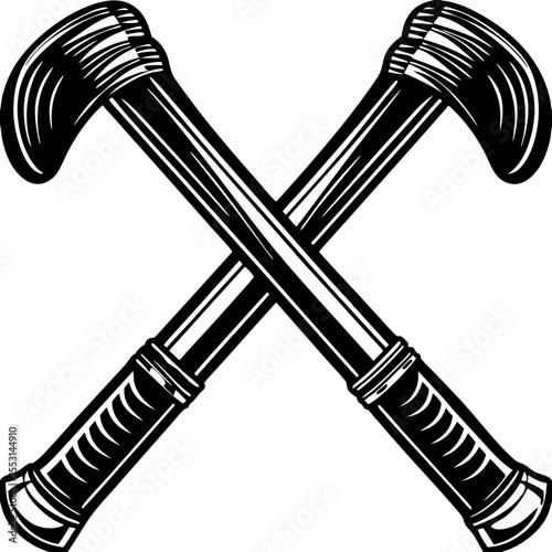 Crossed Hockey Sticks Icon - Sports Equipment Design