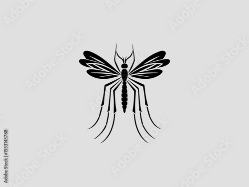 Geometric black mosquito silhouette vector logo with sharp angles for medical alerts