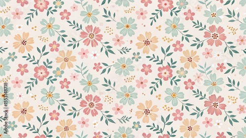 Pastel Floral Pattern Seamless Repeat Design
