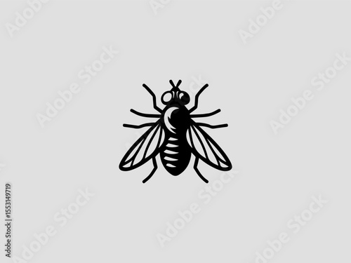 Geometric black fly silhouette vector logo with sharp angles for hygiene alerts 