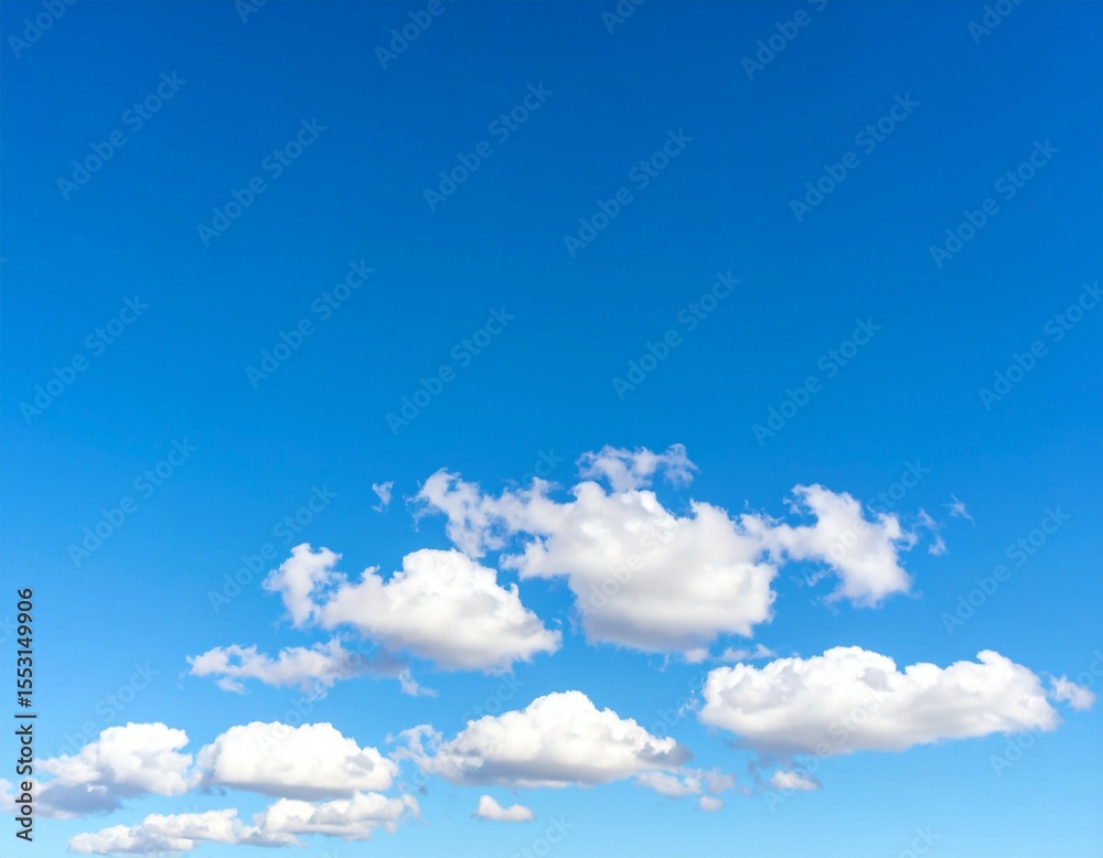 Minimal Blue Sky with Puffy White Clouds and Copy Space Minimal Blue Sky with Puffy White Clouds and Copy Space