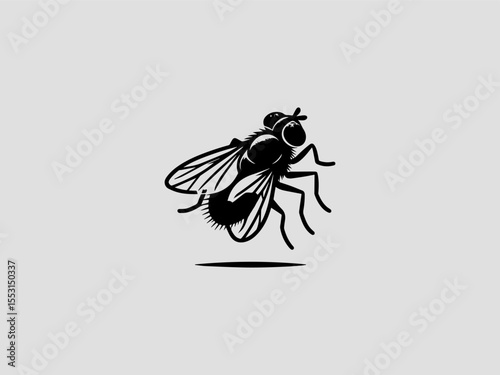 Geometric black fly silhouette vector logo with sharp angles for hygiene alerts 