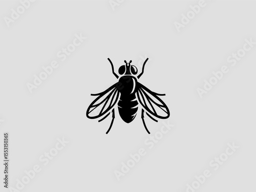 Geometric black fly silhouette vector logo with sharp angles for hygiene alerts 