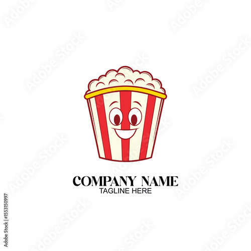 Popcorn Delight Logo: A whimsical popcorn logo, perfect for entertainment and snack-related businesses, bringing a smile to the face with its cheerful design and snacky goodness.