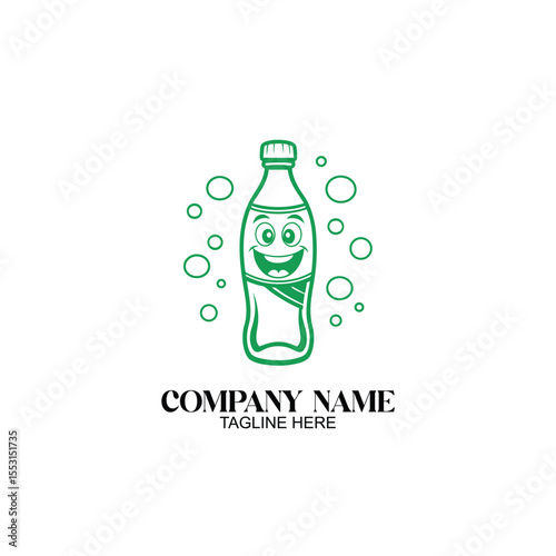 Refreshing Beverage Mascot: A cheerful bottle character of carbonated drink design, perfect for logo, brand, label, advertising and promotional materials.